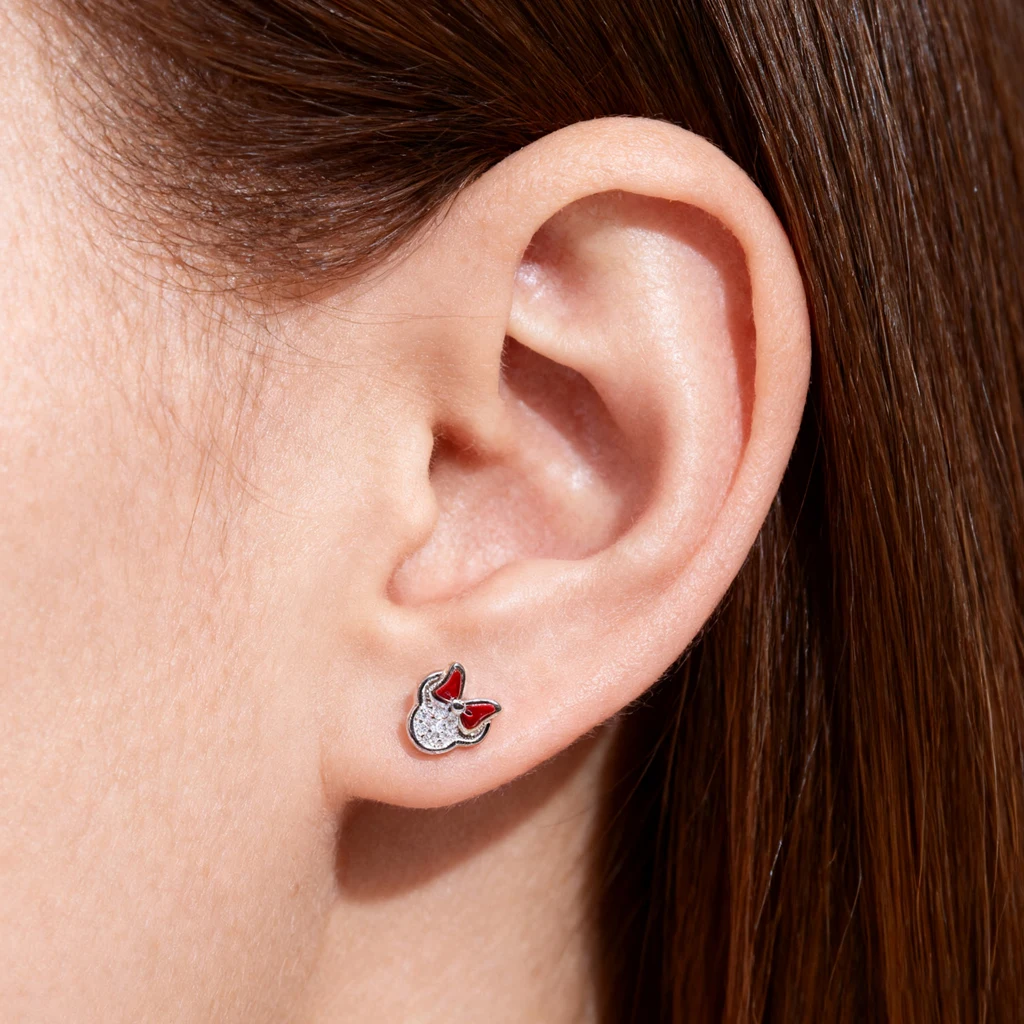 

Cute Kitten Stud Earrings Surgical Steel Gold Plated CZ Zirconia Sparkling Hypoallergenic Fashion Jewelry Gift for Girlfriend