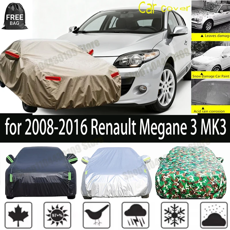 

for 2008-2016 2015 Renault Megane 3 MK3 Full Car Covers Outdoor Sun Anti UV Rain Snow Dust Protection Oxford Clother