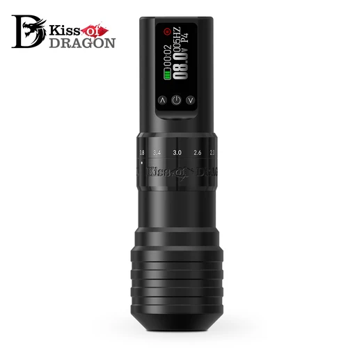 Máquina de tatuaje inalámbrica Kiss of Dragon, pluma de tatuaje con trazos ajustables de 2,0-4,2mm, fuente de alimentación, pistola para maquillaje permanente para artistas