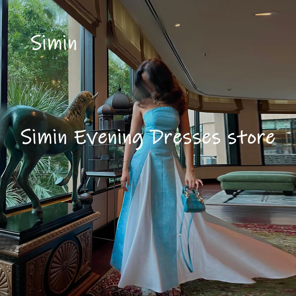 

Simin Satin A-line Strapless Populer Ruffle Formal Prom Gown Floor-length Evening Elegant Party dresses for women 2023