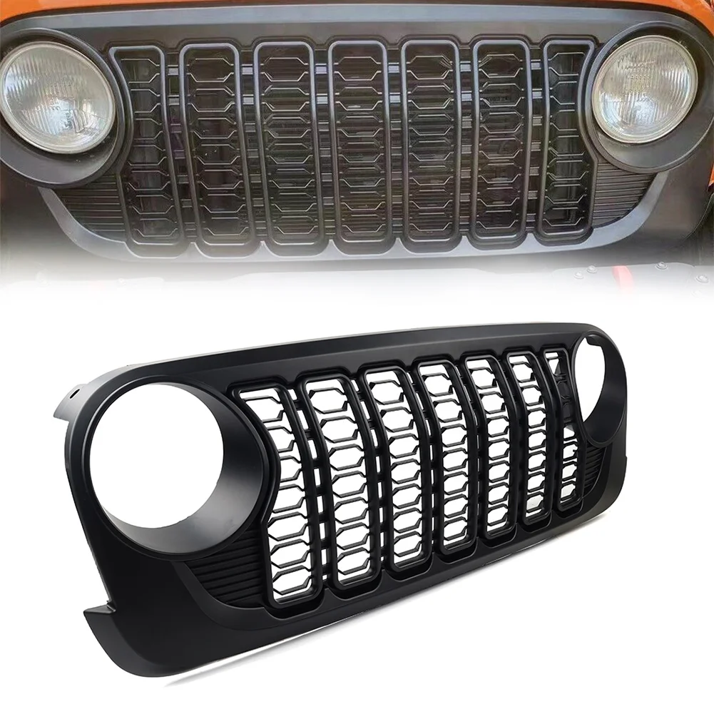 

Car Front Bumper Mesh Grille Grill Black For Jeep Wrangler JK JKU 2007-2017 Upgraded To JL