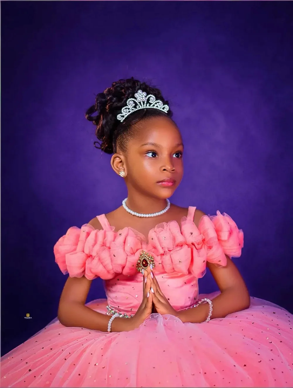 

Elegant Customized Flower Girl Dress for Wedding Off Shoulder Tulle Beading Kids Birthday Party First Communion Gowns