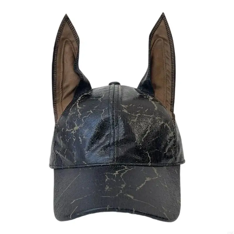 Traditional Fashion Troubled Baseball Hat PU Leather Intonation Outsider Dog Ear Casual Streetwear Unisex Hat 