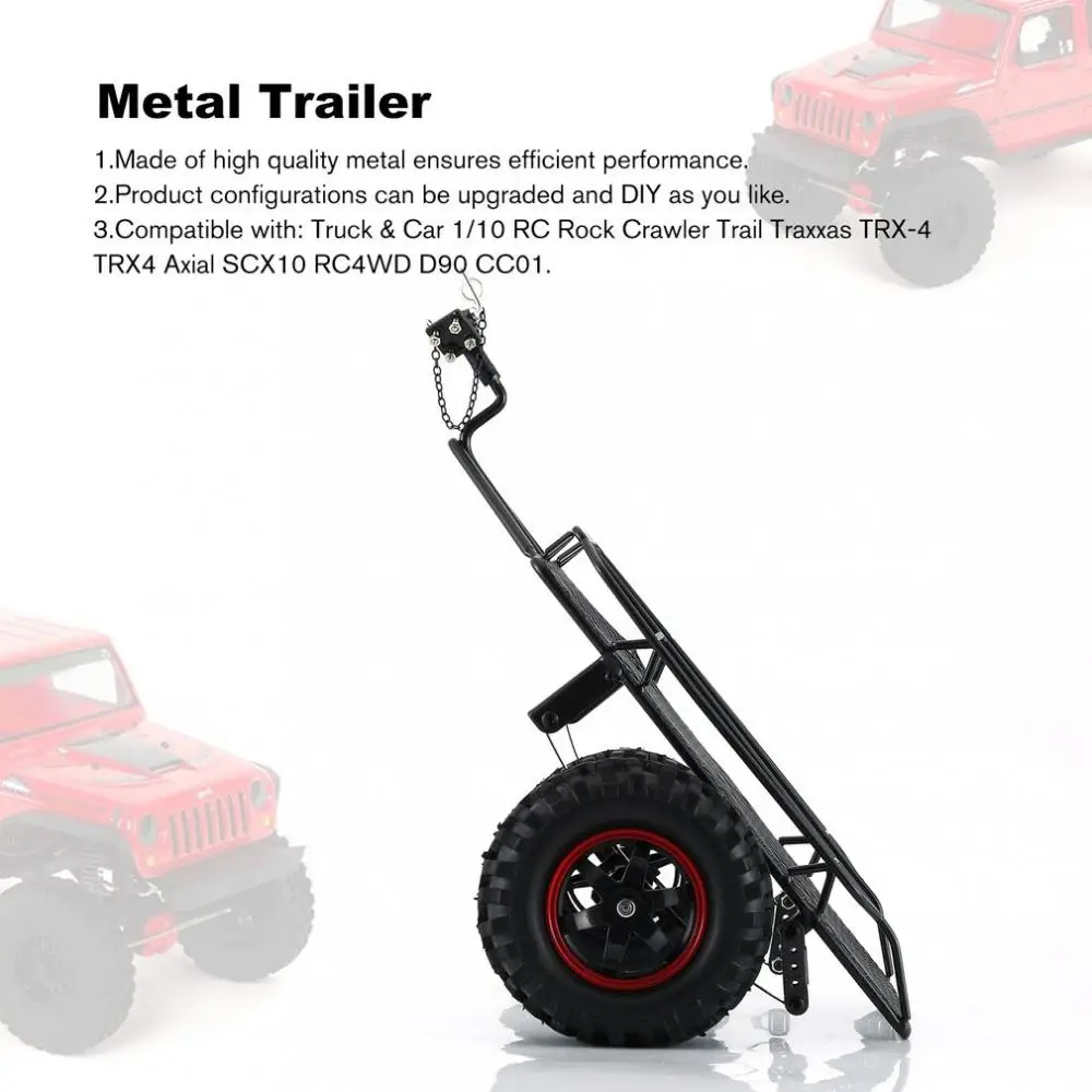 1:10 Scale Climbing Car Modified Simulation Trailer D90 Scx10 Trx4 Diy Metal Small Trailer Bucket With 2 Tires For Rc Crawler