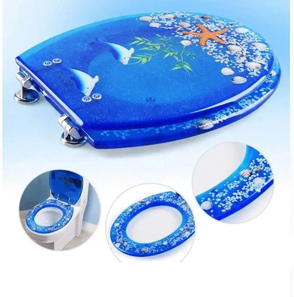Toilet Lid-European Transparent Resin Seat Vintage Descending Mute Cover Thickening