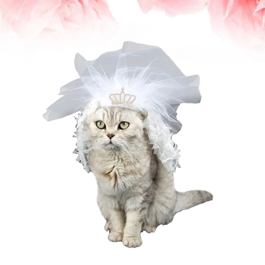 

1Pcs Cat Wedding Dress Lace Headdress Mini Crown Durable Comfortable Pet Bridesmaid Dress Suitable for Cats Dogs Wedding