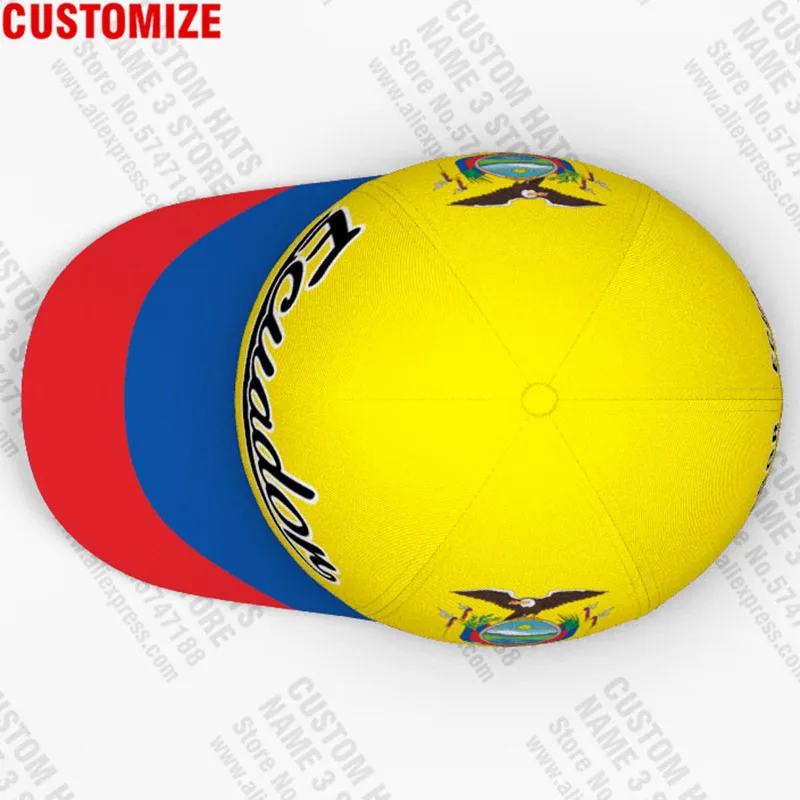 Ecuador Baseball Cap Free 3d Custom Made Name Number Team Logo Ec Hat Ecu Country Travel Spanish Nation Ecuadorian Flag Headgear