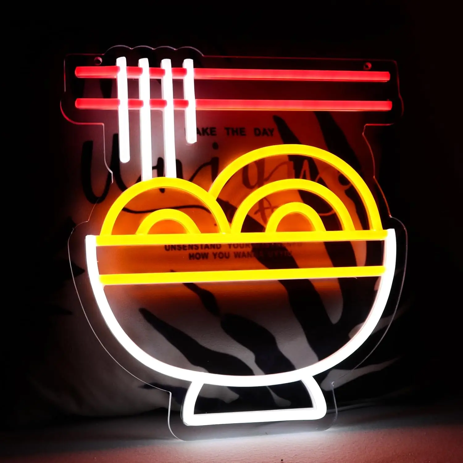 Ramen Bowl Dimmable LED Neon Sign USB Wall Light for Japanese Noodle Shop Snack Stall Bbq Restaurant Kitchen Wall Decor Gifts