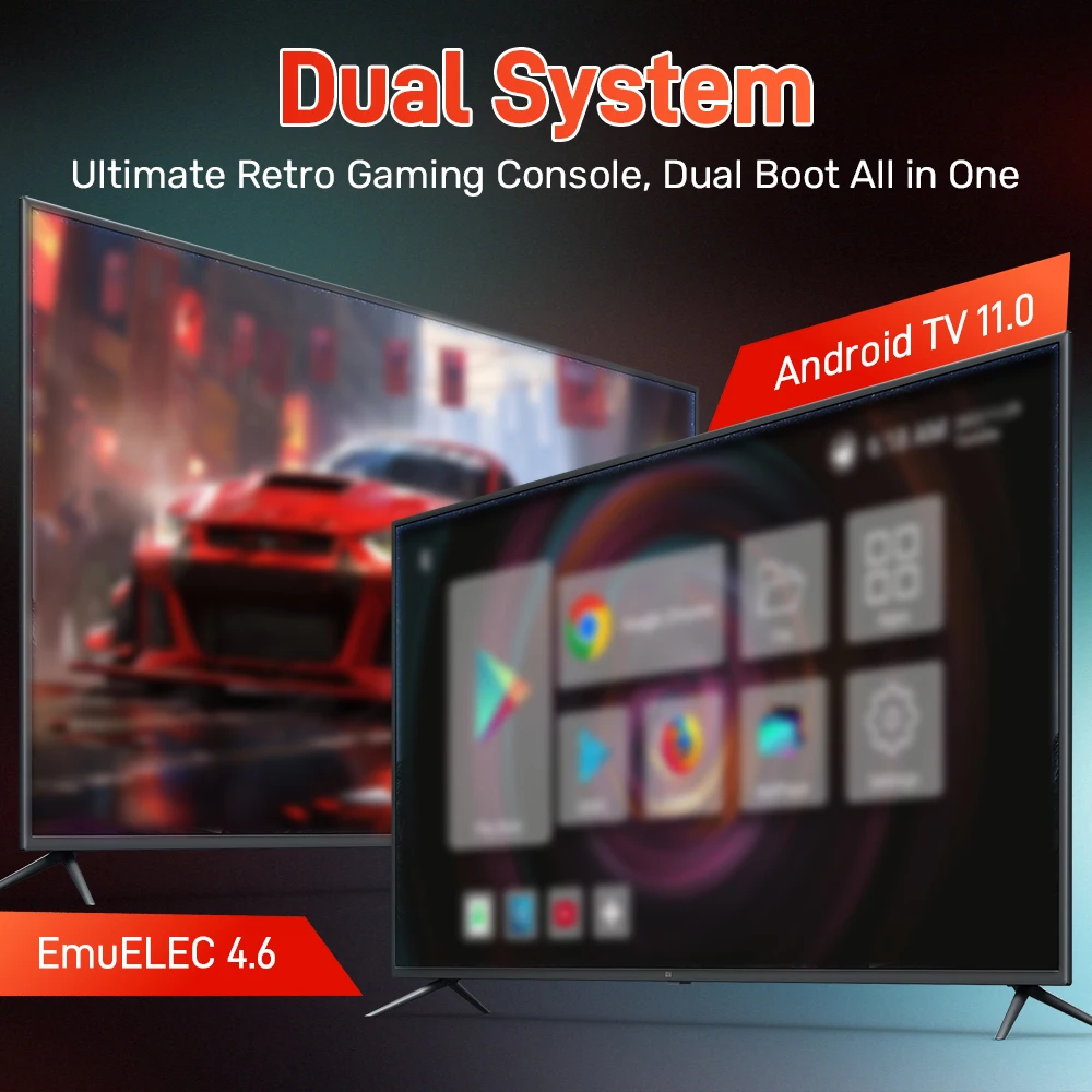 4K Retro Video Game Consoles For N64/MAME/PS1/PSP/DC Retro Monster Game Box Built-in 48000 Games With Andriod TV 11.0 Plug&Play