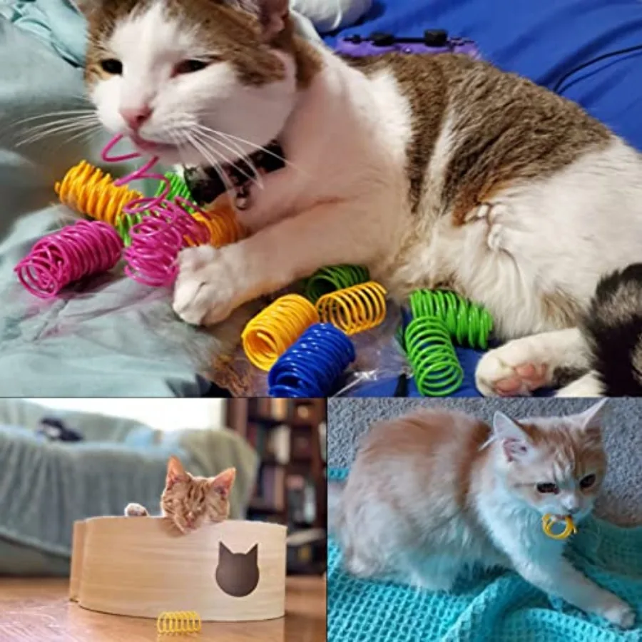 4pcs Kitten Cat Toys Wide Durable Heavy Gauge Cat Spring Toy Colorful Springs Cat Pet Toy Coil Spiral Springs Pet Intera image 6