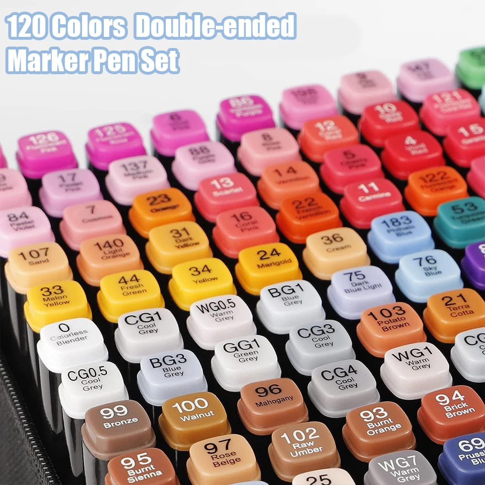 120 Colors Alcohol Marker Set Dual Tips Permanent Marker Sketching Art Markers Drawing for Manga Coloring School Supplies