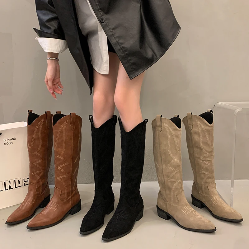 Shoes White Ankle Boots Round Toe Winter Footwear Luxury Designer Sexy Thigh High Heels High Sexy  Boots-Women Low Autumn Cowboy