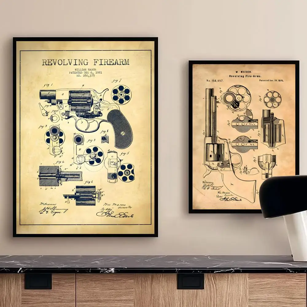 Ретро винтажный постер с оружием и пистолетом, многоцелевой настенный рисунок для гостиной, спальни, офиса, прихожей, бара, декор, идея подарка