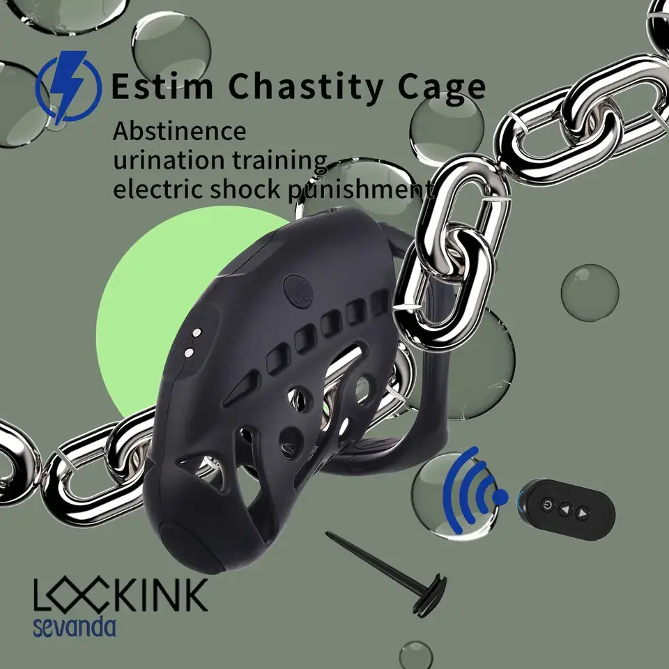 Wireless Remote Control Electric Shock Cage Male Chastity Cock Ring Lock Electrically Stimulated Penis Cage Sex Toys For Men Gay