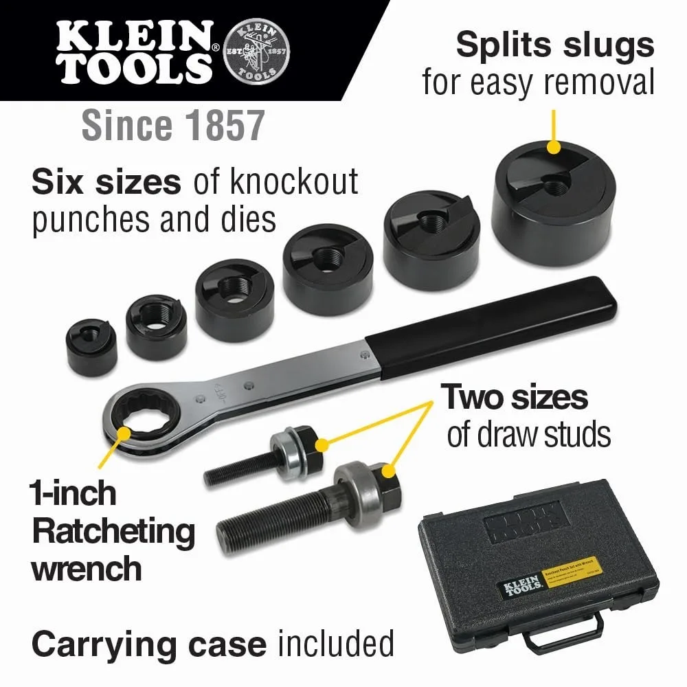 Knockout Punch Set with Wrench, Electrical Conduit Hole Cutter 1/2-inch to 2-inch