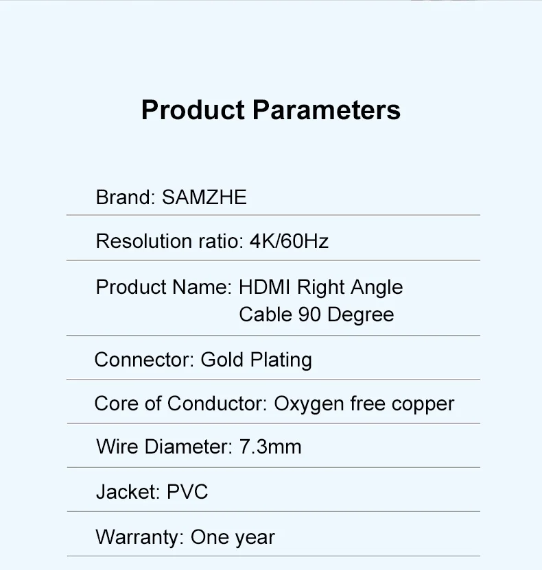 SAMZHE 90/270 Grad Winkel HDMI-Kabel 4K/60Hz HDMI-kompatibles 2.0-Kabel Video-Audio-HDMI-Kabel für RTX 3080 PS4 Xbox – Detail 13