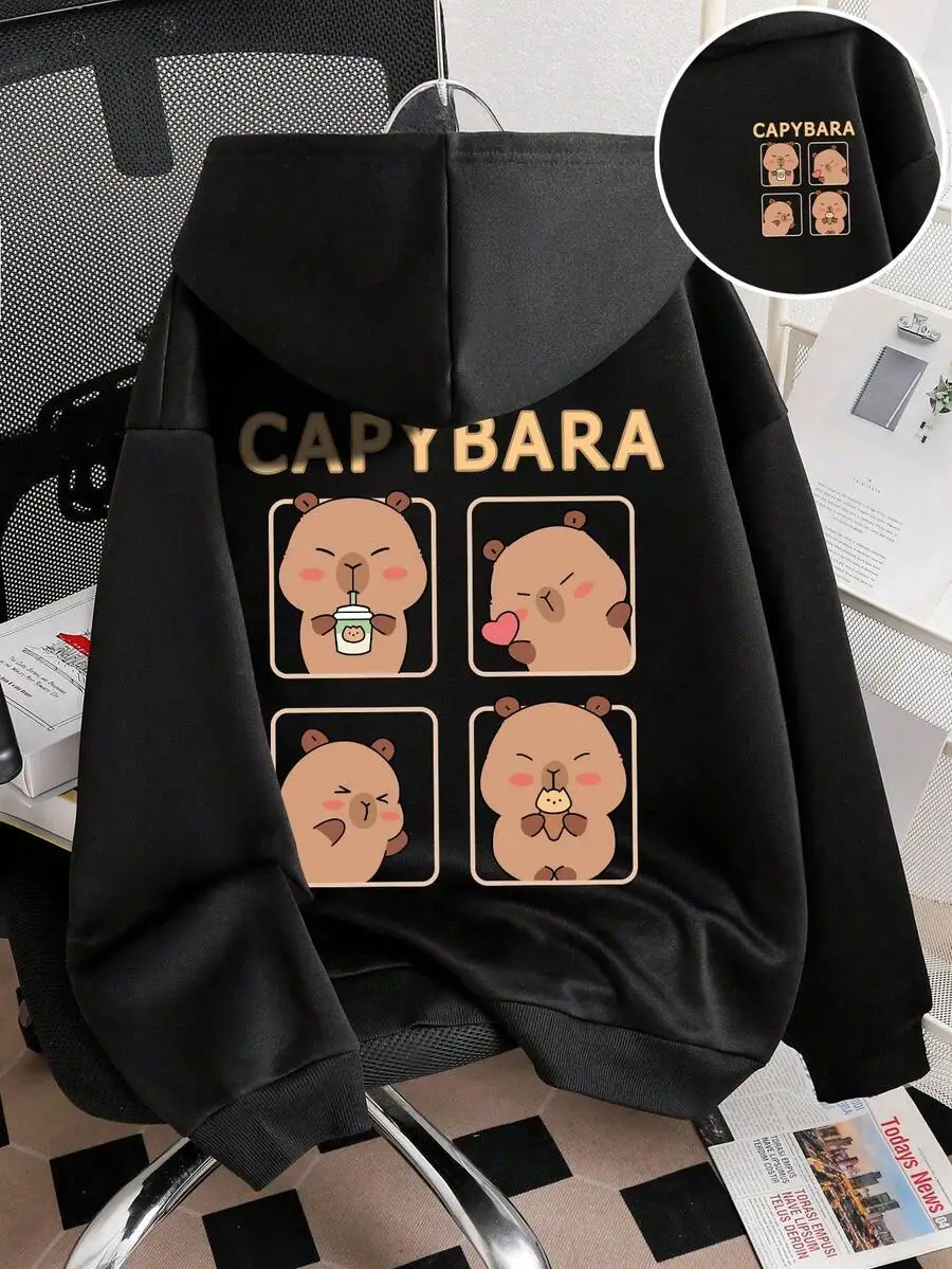 

Unisex Cartoon Animal Print Hooded Sweatshirt for Kids