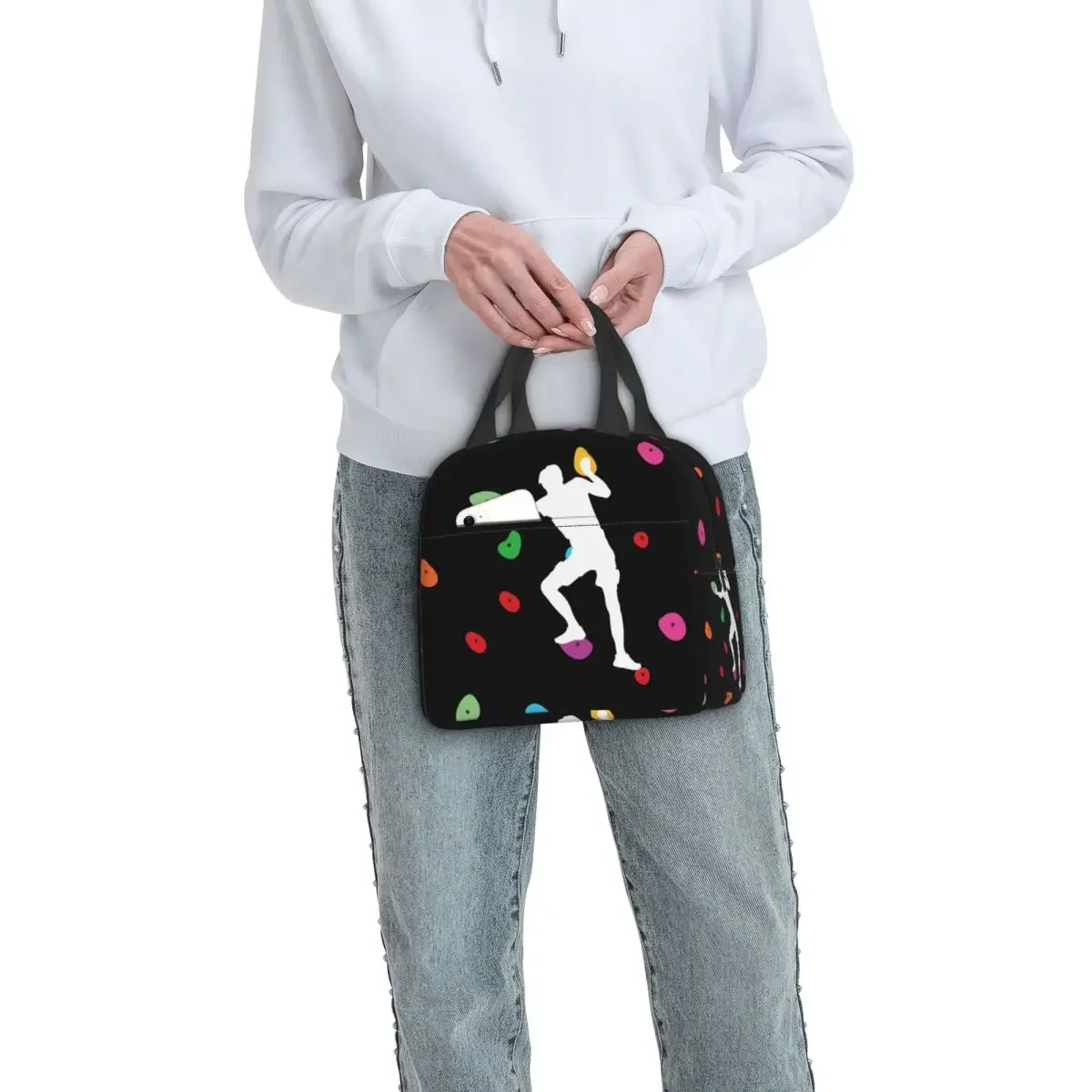 Custom Bouldering Climbers Rock Climbing Wall Insulated Lunch Bag for Women Thermal Cooler Bento Box Beach Camping Travel