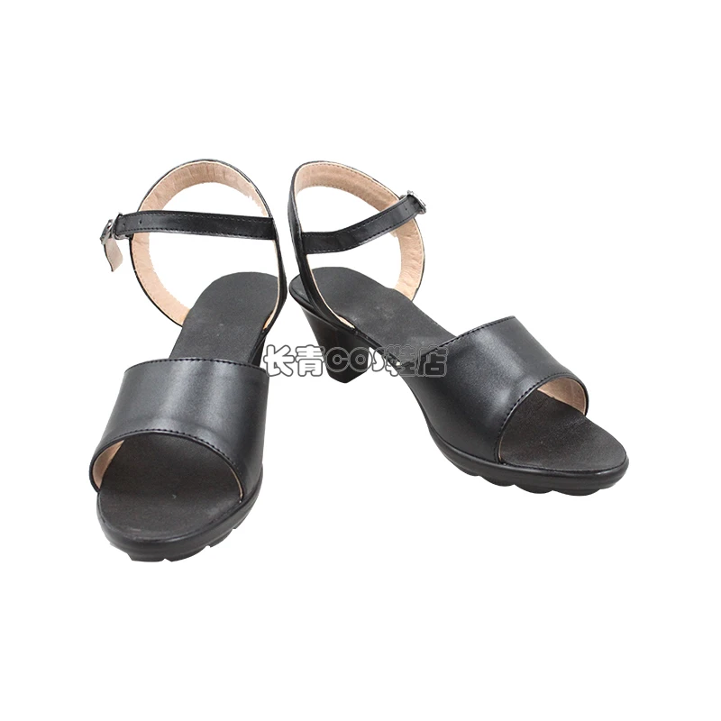 Personaggio anime Tsunade Scarpe cosplay Sandali neri fatti a mano Sandali in ecopelle Festa di carnevale Scarpe di Halloween