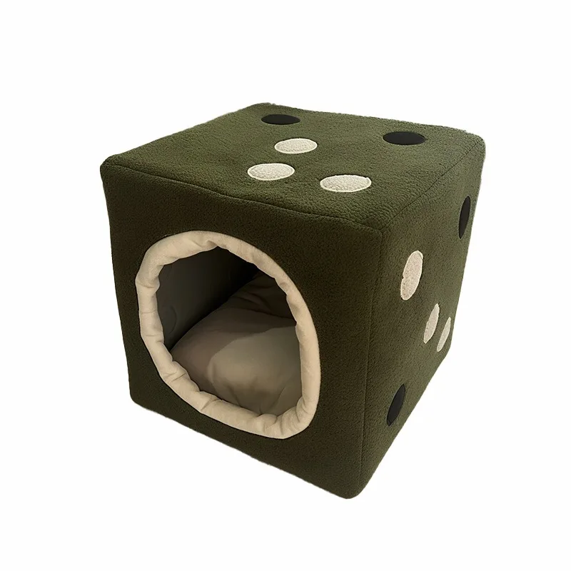 

Dice Shape Pet House Cat Bed Dog House Cube Design Four Season Warm Removable Washable Soft Kennel For Cat And Small Medium Dogs