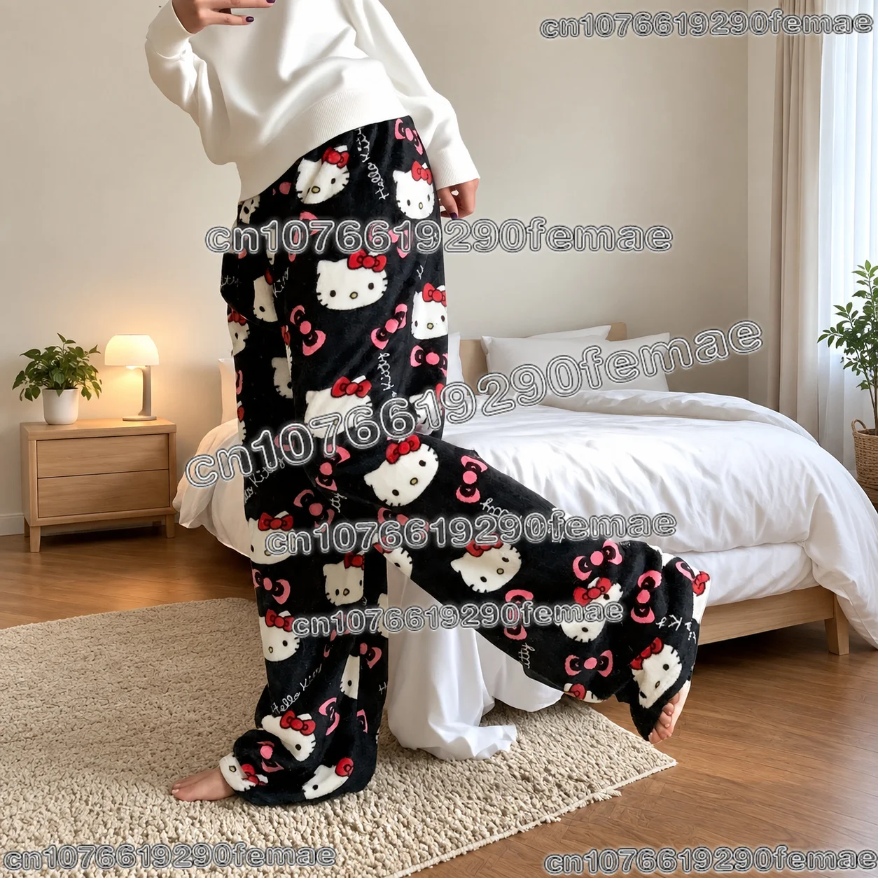 Hello Kitty Women Sleepwear Trousers Cartoon Anime Y2K Pajama Pants Soft Home Lounge Casual Cute Comfortable Relaxed Daily Wear