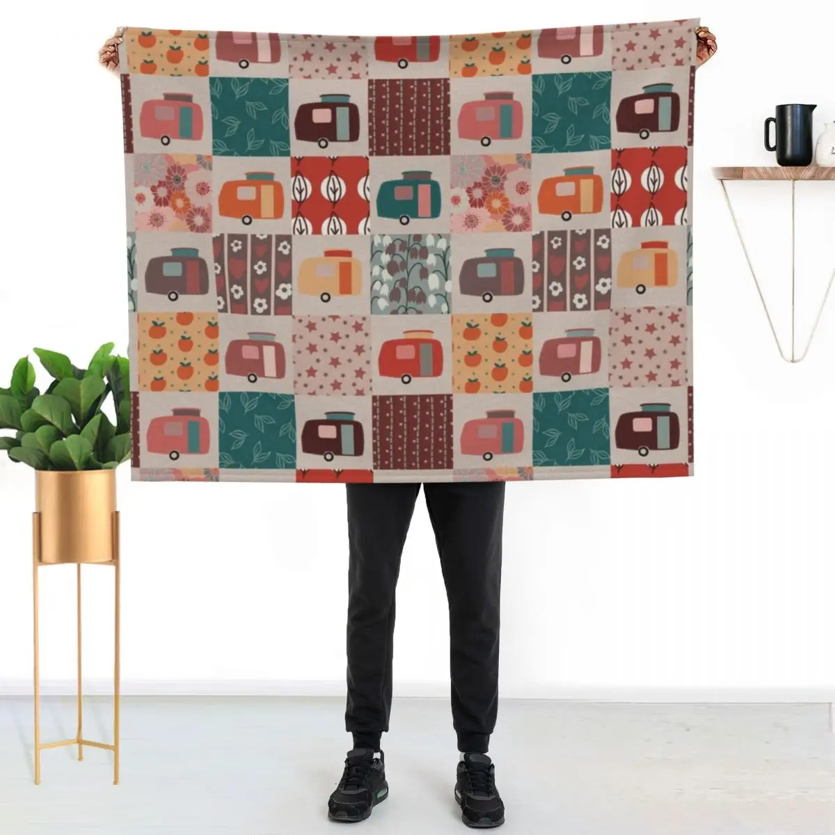 Colourful Patchwork of Vintage Caravans Throw Blanket Thermals For Travel Summer For Decorative Sofa anime decorative Blankets