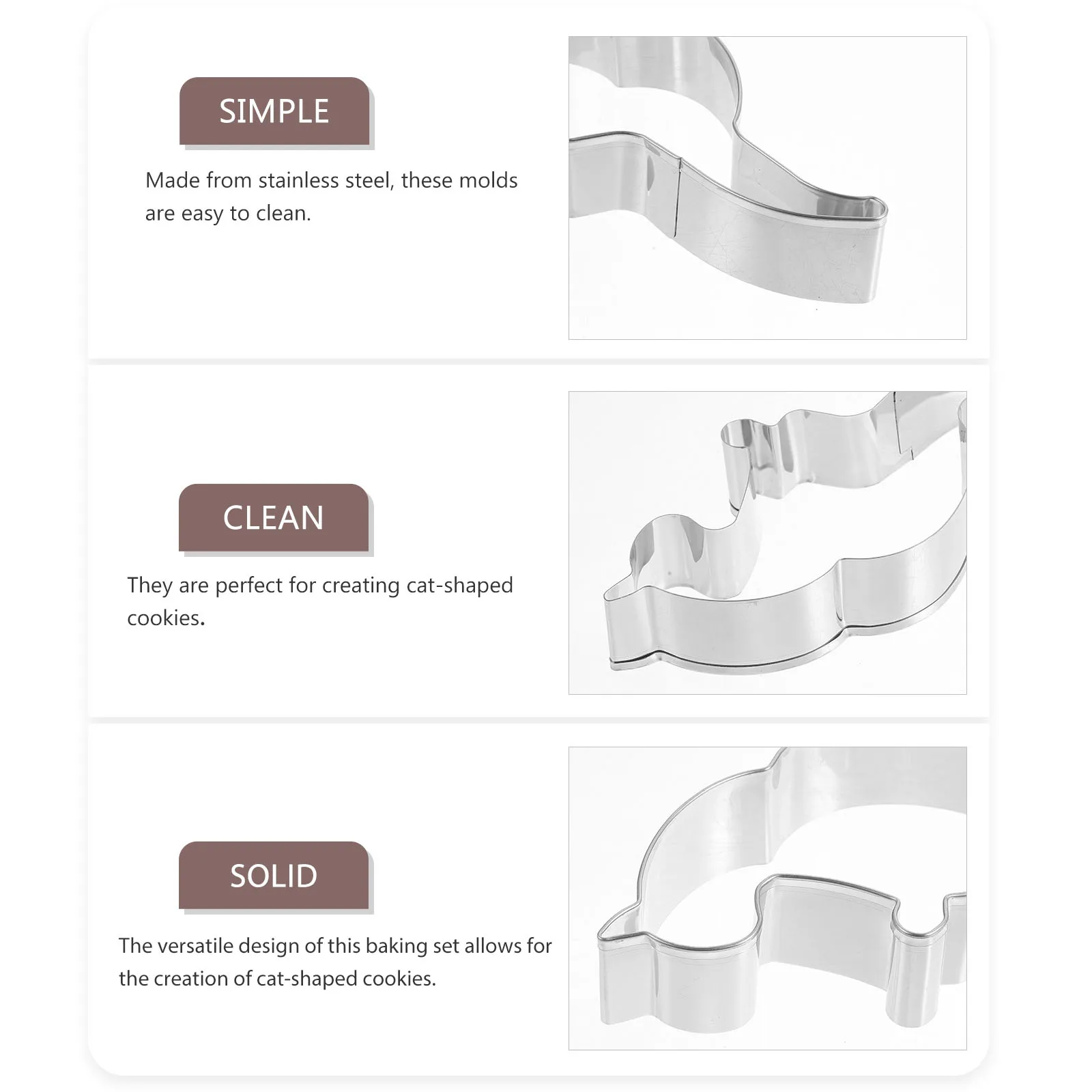

6pcs Cat Cookie Stainless Steel Cookie Cutters Baking Tool Holiday Cookies Pancake Cheese Clay Moulds Set