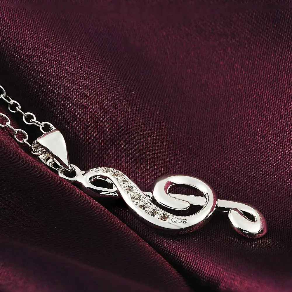 45CM 18inches 925 silver necklace wedding party jewelry wholesale women creative music symbol stone female fashion view 6