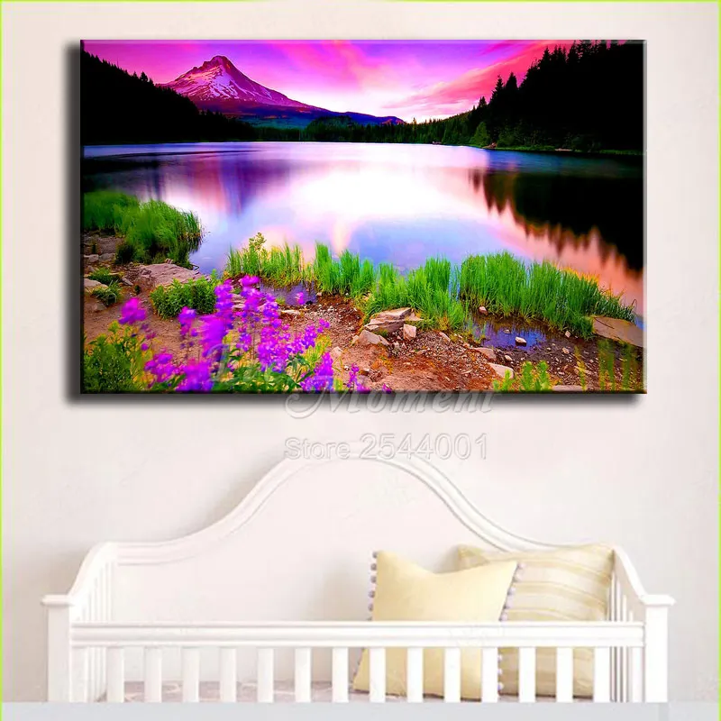 Ever Moment Diamond Painting Handmade Landscape Lake Flower Square Drill 5D DIY Picture Of Rhinestone Diamond Embroidery ASF1715