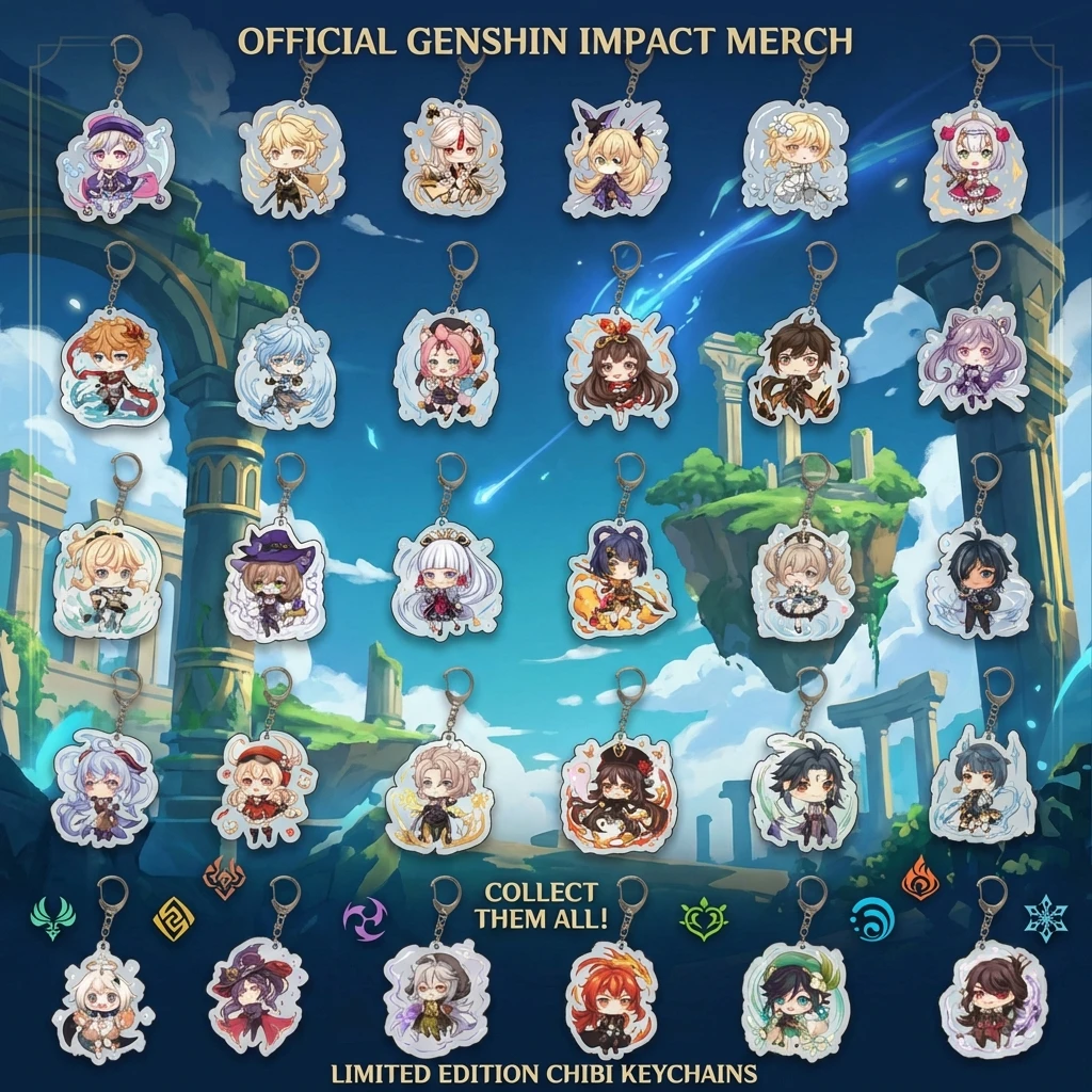 Llavero de Genshin Impact con Personajes del Proyecto: Viajero, Venti, Diona, Paimon, Barbara, Diluc, Kaeya, Lumine, Mercancía Oficial de Anime