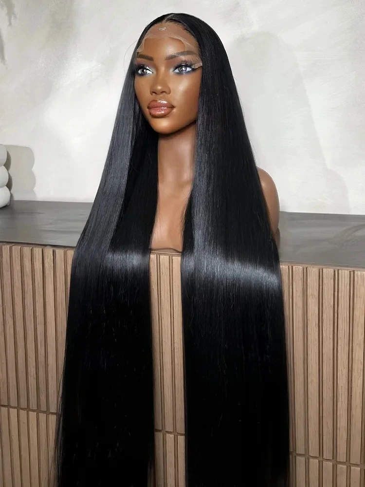 

Natural Color 300 Density 30 Inch 13x5 Transparent Lace Frontal Wigs Bone Straight 100% Brazilian Human Hair Wig For Black Women