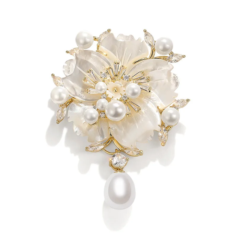 Natural Fresh Water Brooch Delicate Colored Zircon Rose Sunflower Brooches High-end Handcraft Flower Corsage for Women's Jewelry