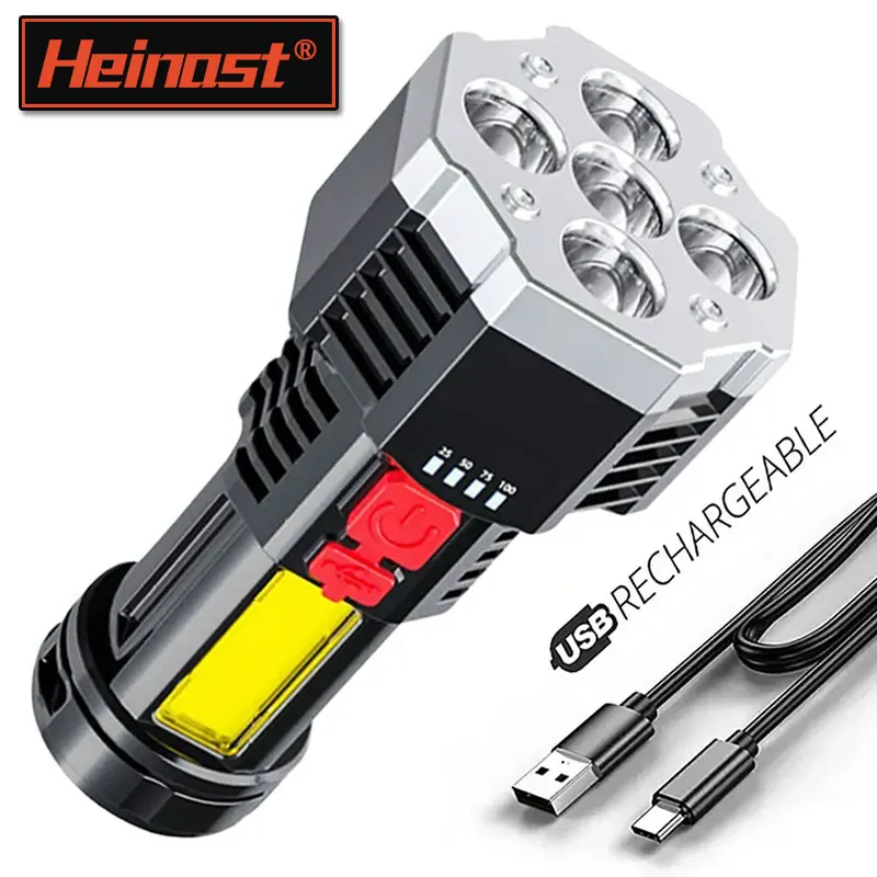 

5-диодные мощные светодиодные фонари, перезаряжаемый прожектор для кемпинга с боковым светом, водонепроницаемая лампа из АБС-пластика для кемпинга, приключений и активного отдыха