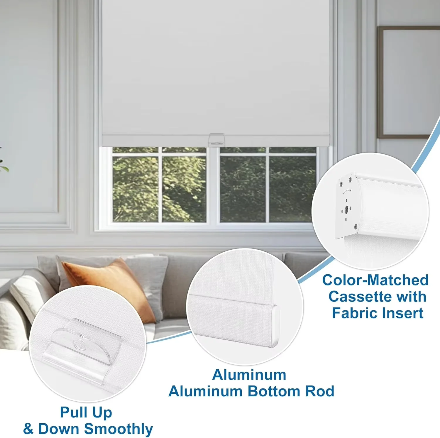 Customized Cordless Style 100%Blackout Sunlight Pull Up &Down Smoothly Manual Roller Blinds For Window