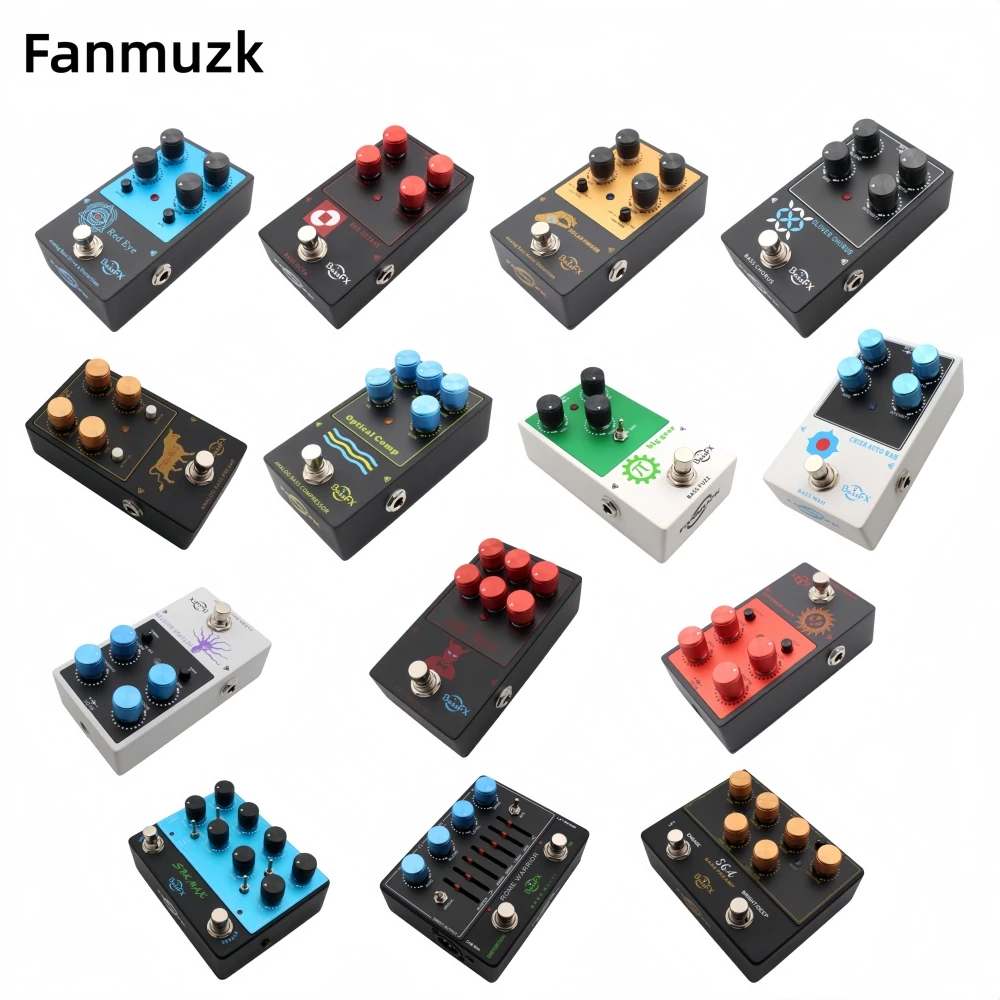 Fanmuzk Bass Analog Multi Effects Pedal Auto Wah /Chorus /Preamp /Compressor /Distortion /Drive for Electric Bass Stage Gig
