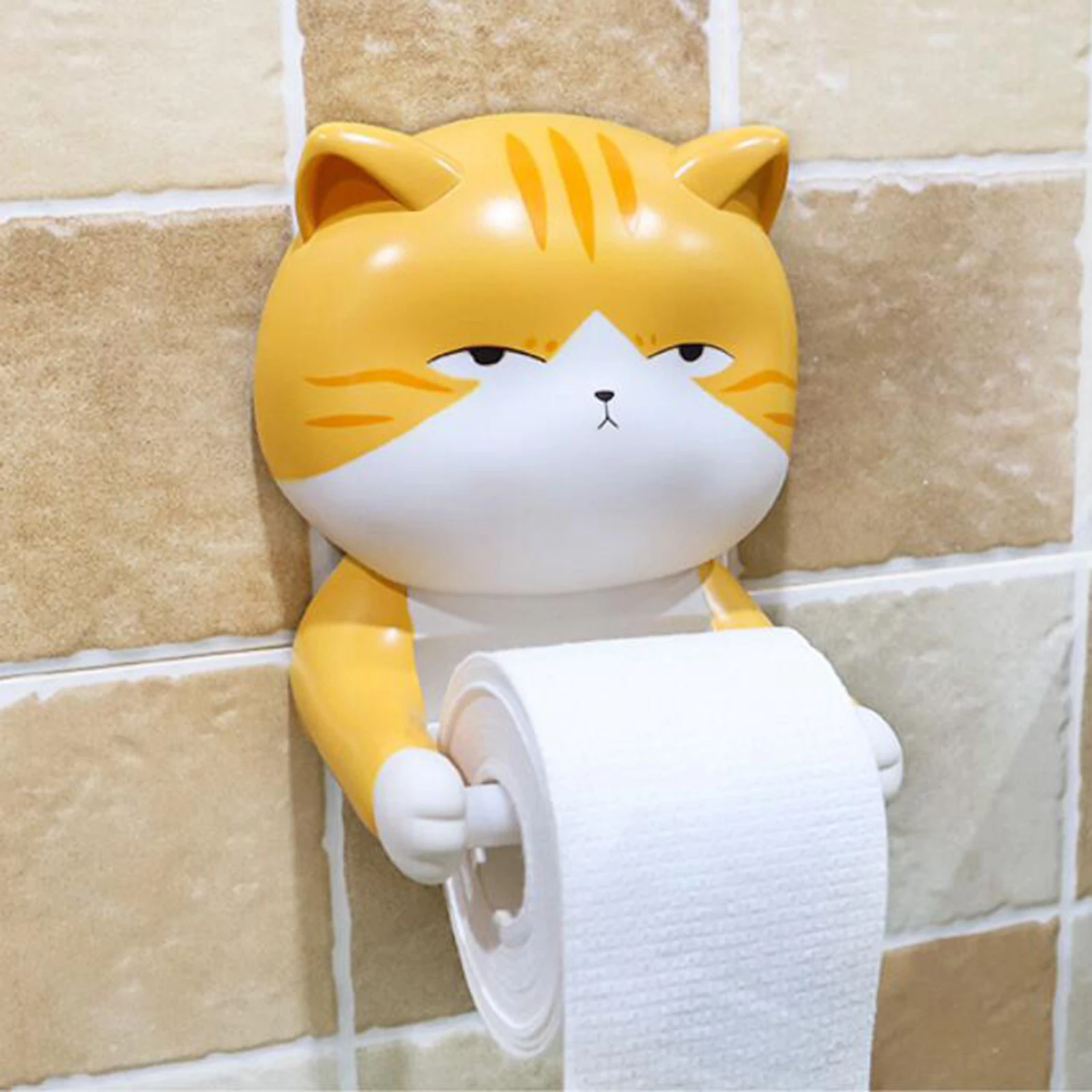 Creative Cartoon Toilet Paper Roll Holder Roll Toilet Paper Towel Box Wall-Mounted Vinyl Toilet Paper Hanger Without Punching