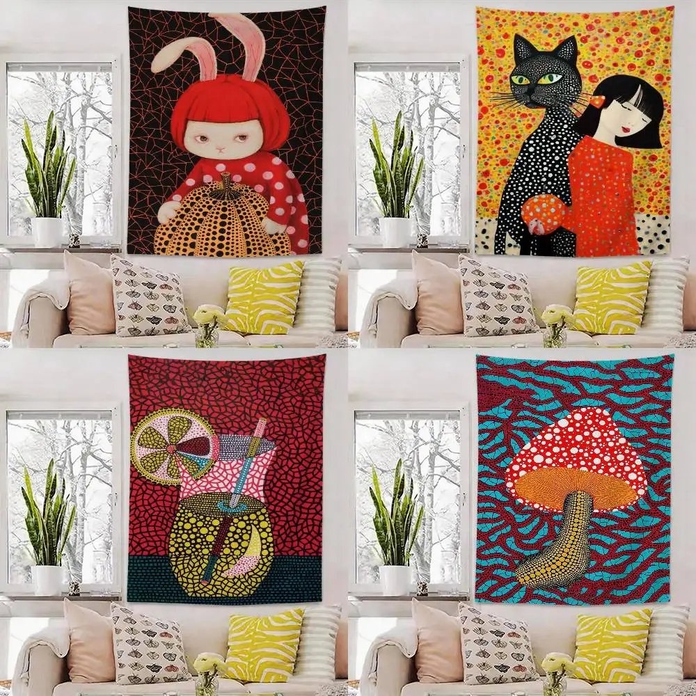 Kusama Yayoi Art Flag Digital Printing Banner for Garage Wall Out Door Decoration