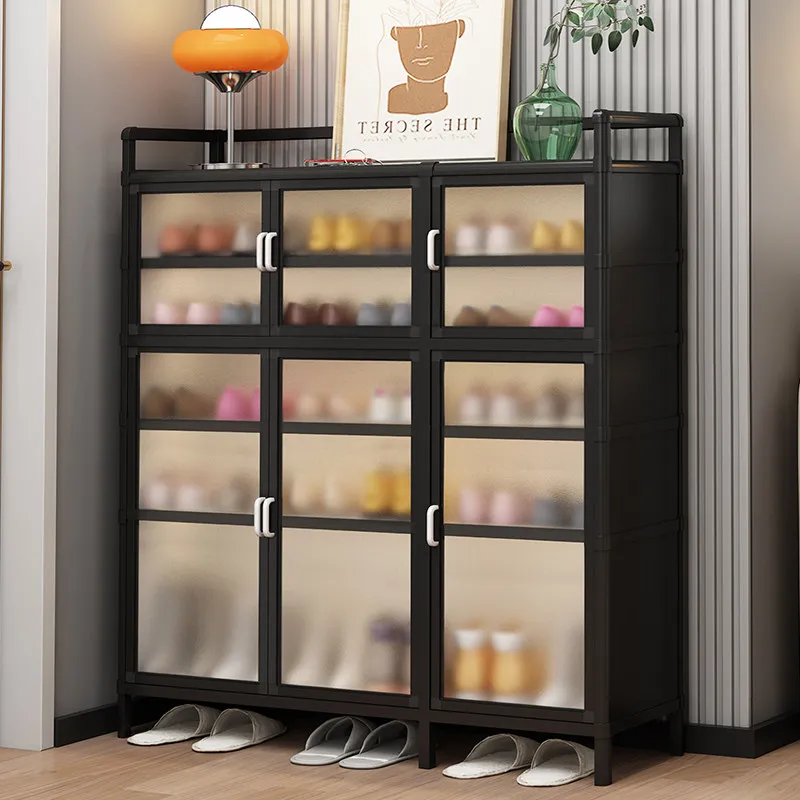 

Metallic Modern Shoe Cabinet Large Capacity Entrance Luxury Shoe Cabinet Space-Saving Mueble Organizador Organizer Furniture