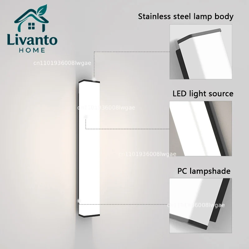 

stainless steel Waterproof LED Long Wall Light Modern Ip65 Outdoor Lighting Garden Villa Balcony Line Light Wall washer light 8