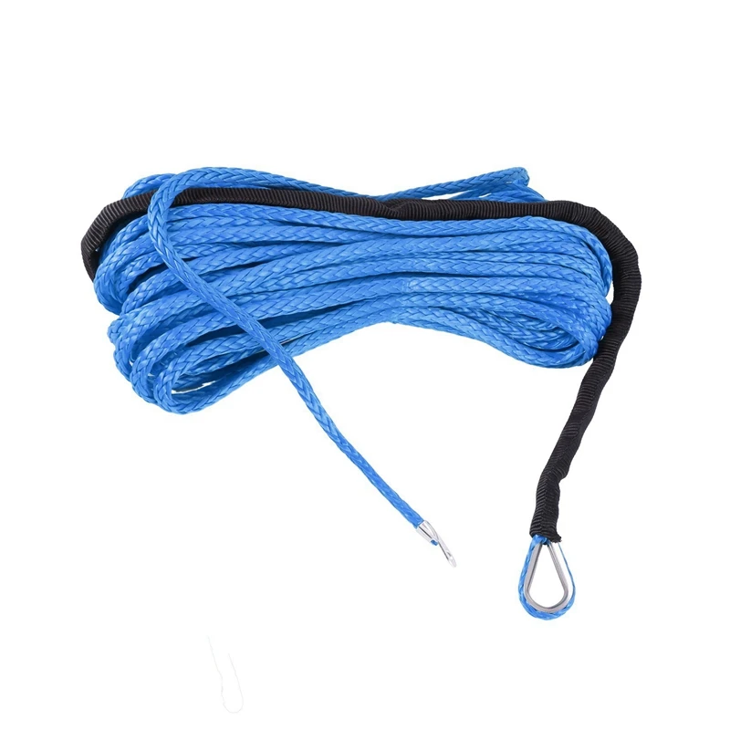 2Pcs 3/16 Inch X 50 Inch 7700 Lbs Synthetic Winch Line Cable Rope With Protection Sleeve For ATV UTV (Blue)