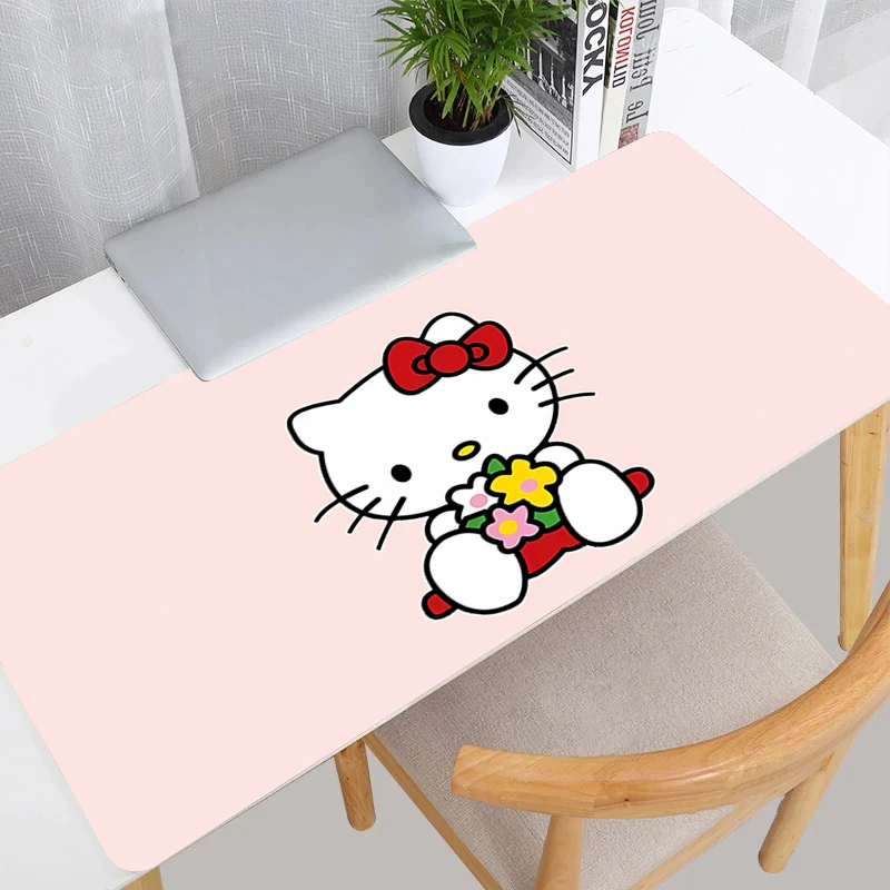 Mouse Pad Edge White Gamer Large Computer Notebook Pc Rubber Mousepad Carpet Gaming Accessories H-Hello Kitty Keyboard Desk Mat