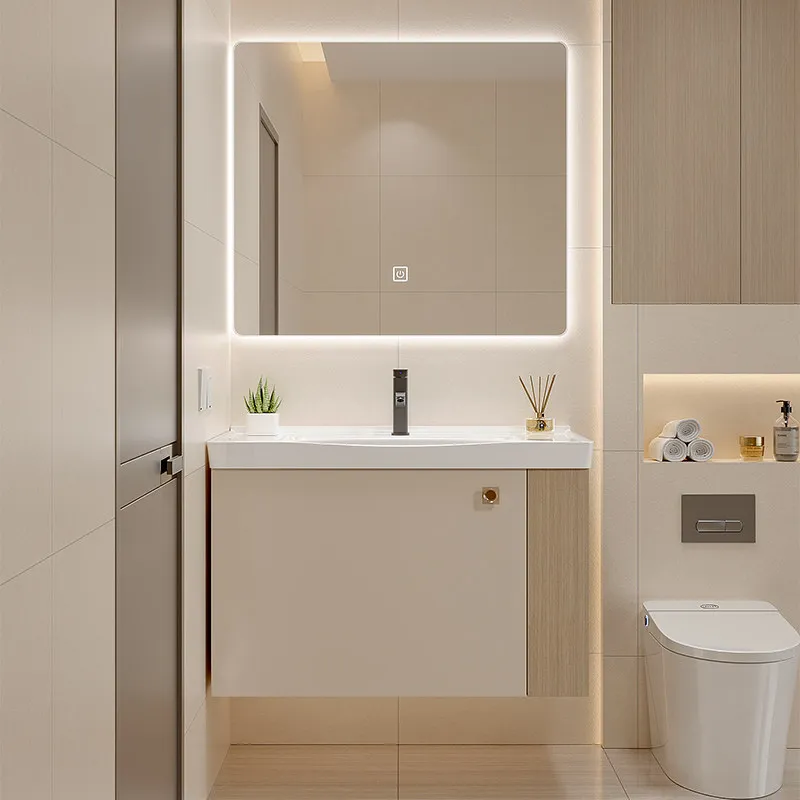 

Ceramic integrated basin bathroom cabinet small apartment toilet washbasin with side storage compartment