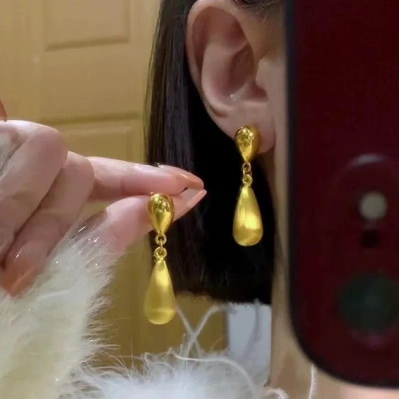 

18 Kt Gold Color Long Water Droplet Earring for Women Bride Earring Engagement Birthday Jewelry Gifts Not Fade