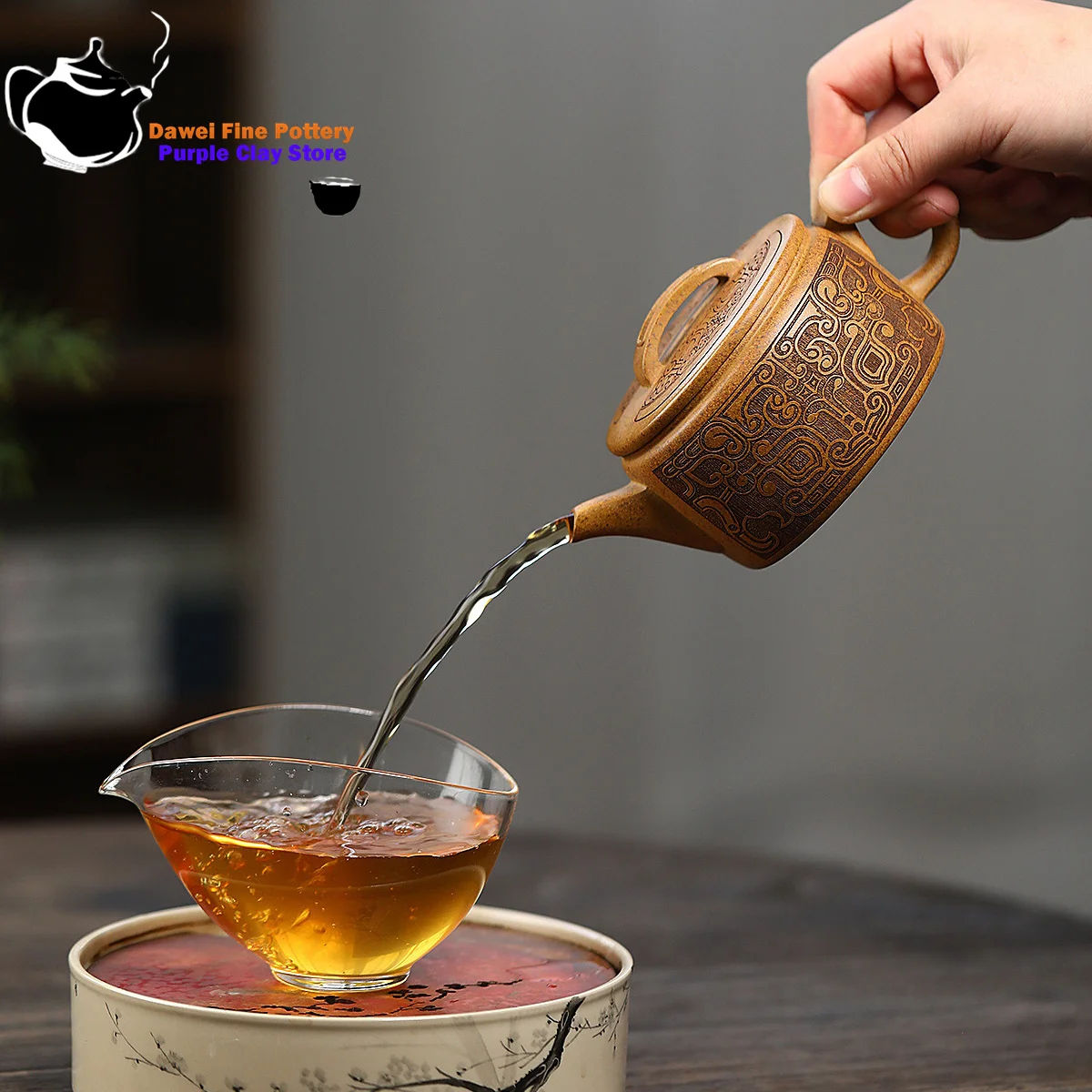 Teiera Yixing in argilla viola, sezione minerale originale, fango, antico forno di drago, piastrelle Han a legna, set da tè Kung Fu, teiera cinese