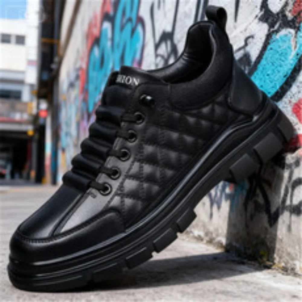 

2025 Premium Genuine Leather Fleece Lined Warm Casual Sneakers Trendy Shoes
