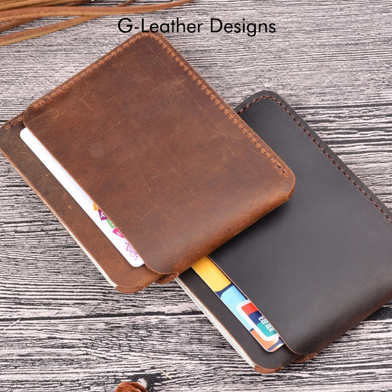 genuine Leather Luxury Crazy Horse Leather Card Holders Vintage Credit Card Wallet