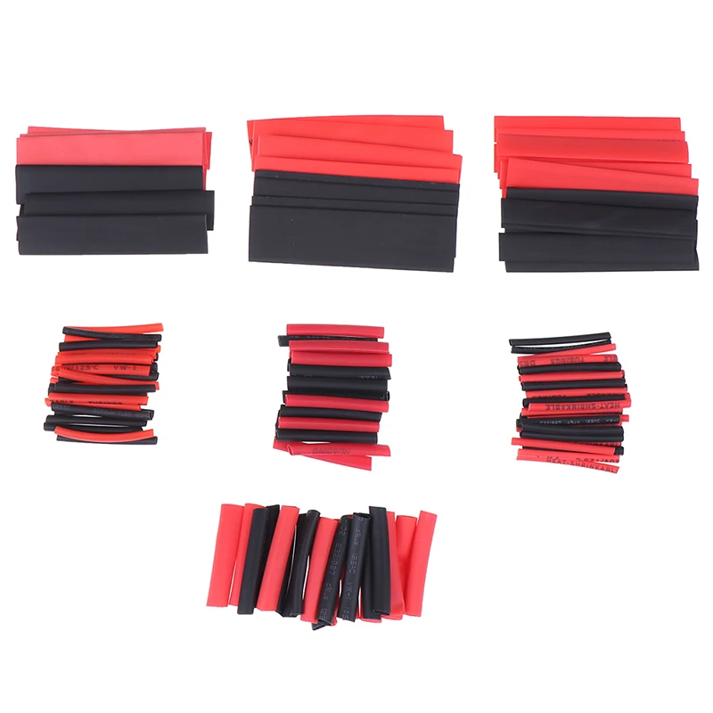 127Pcs Weatherproof heat shrink sleeving tubing tube assortment kit black glue