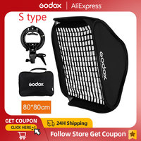 Godox 40x40cm 50x50cm 60x60cm 80x80cm + S type Bracket + Honeycomb Grid Ajustable Flash Softbox Mount Kit for Flash Speedlite