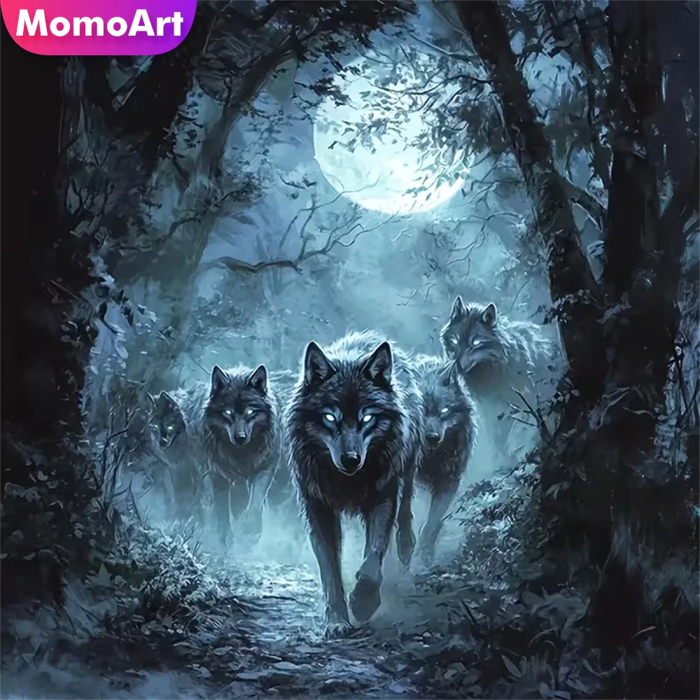 

Momoart Новое поступление алмазная живопись волк животное узор для взрослых начинающих Алмазная мозаика Луна DIY ремесленный комплект подарок ручной работы