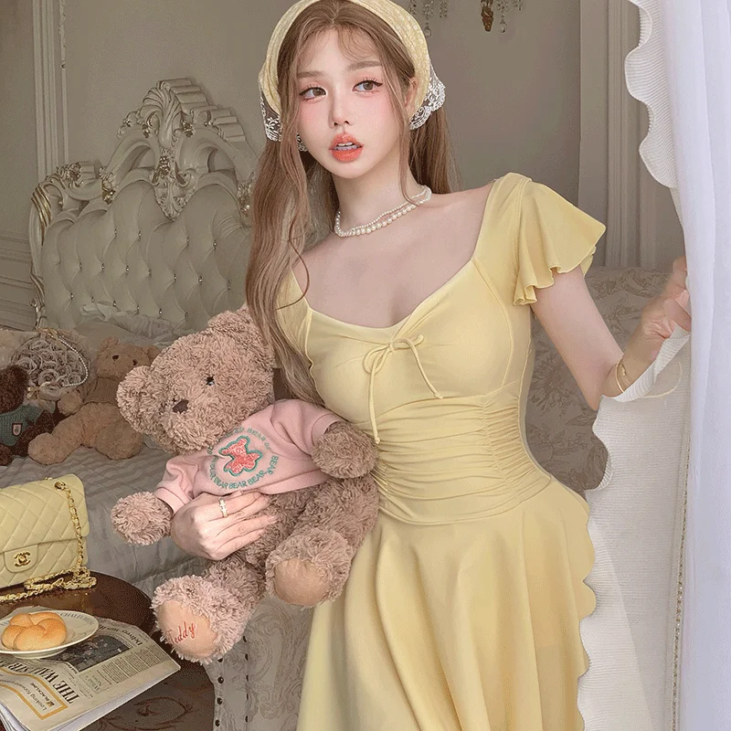 

Jumpsuit Style Swimsuit for Women Slimming Down and Covering The Belly with Small Chest Gathering Together for Vacation Swimsuit